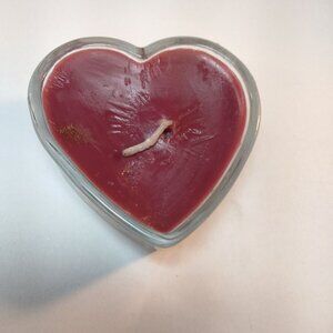 Heart Shaped Glass Candle Holder With Red Wax & Single Wick